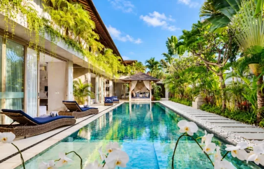 Villa of pool area and sundeck of villa Ipanema during daytime