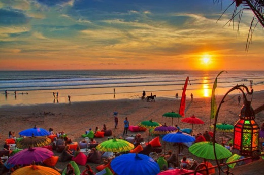 Legian Beach Bali at sunset