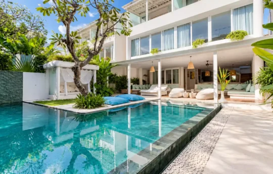 Exterior view of Villa Surga with swimming pool and garden views